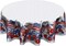 Patriotic Red and Blue Flowers Tablecloth Round 60 Inch 4th of July Memorial Day Table Cloths Polyester Fabric American Flag Table Cover for Kitchen Dining Room Picnic Party Independence Day Outdoor